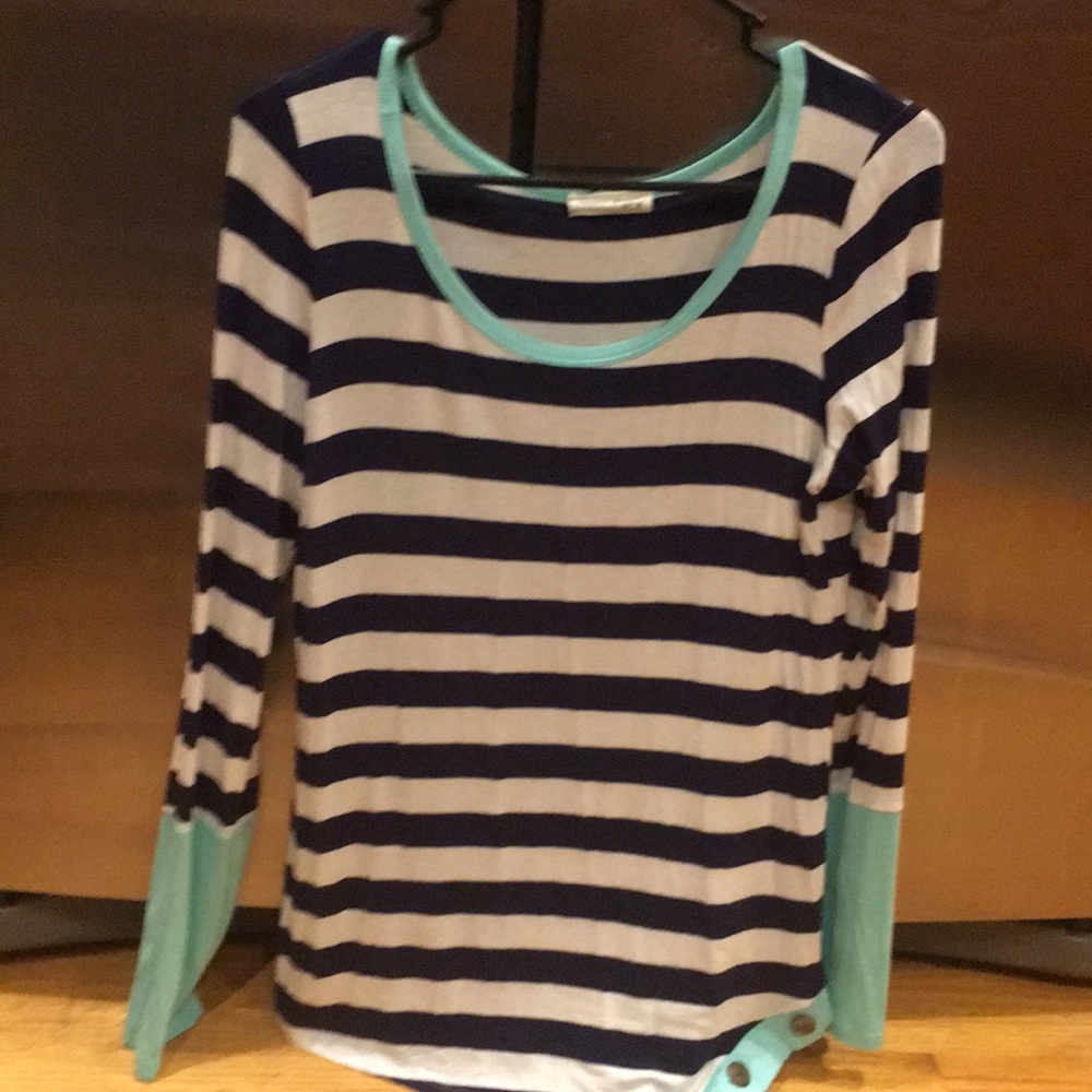 Women’s cute tunic size large blue/white/green - Picture 1 of 10